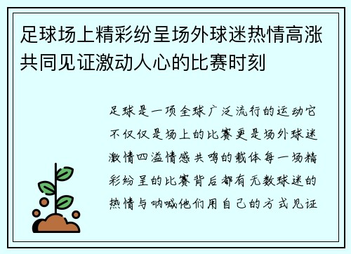 足球场上精彩纷呈场外球迷热情高涨共同见证激动人心的比赛时刻